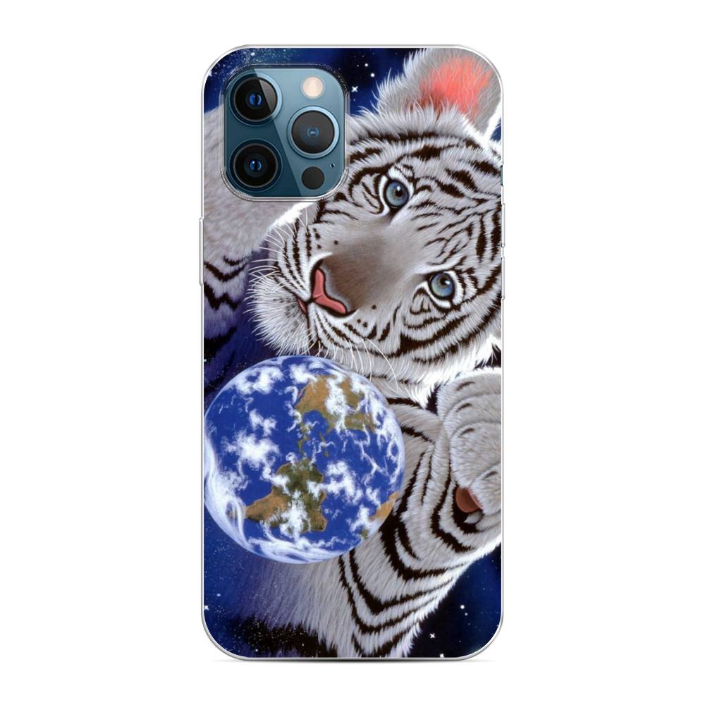 

Чехол на Apple iPhone 12 Pro Max "Тигренок и Земля", Синий;белый;черный, 12750-1