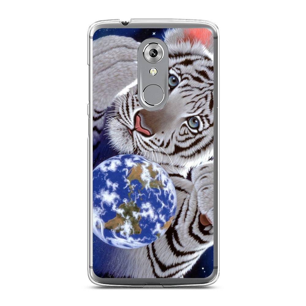 

Чехол на ZTE Axon 7 "Тигренок и Земля", Синий;белый;черный, 131450-1