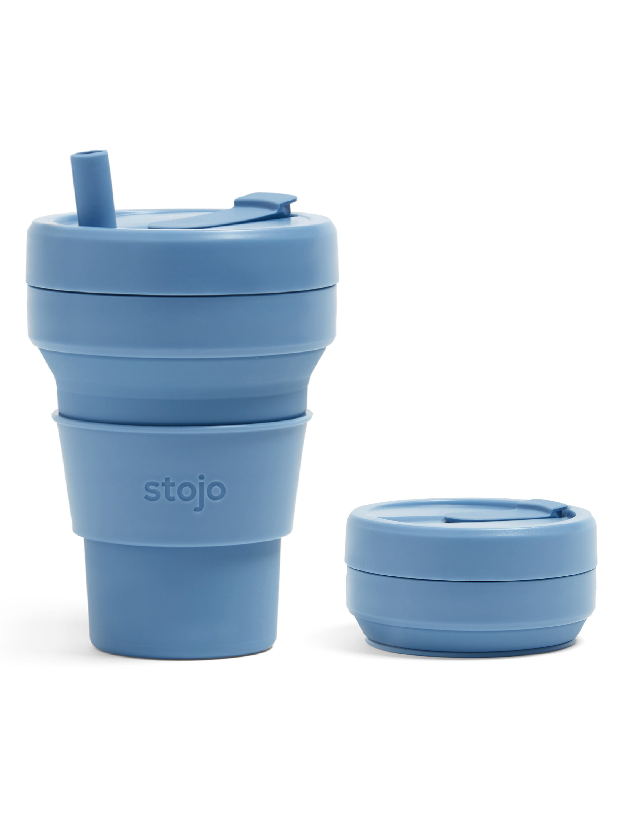 

Cкладной стакан силиконовый с крышкой и трубочкой STOJO 470 мл. цвет синий