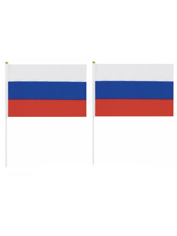 Флаг COSY Триколор без герба 14х20 см с флагштоком набор 2 шт