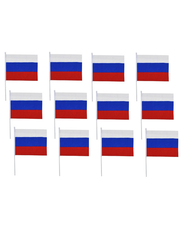 Флаг COSY Триколор без герба 30х40 см с флагштоком набор 12 шт