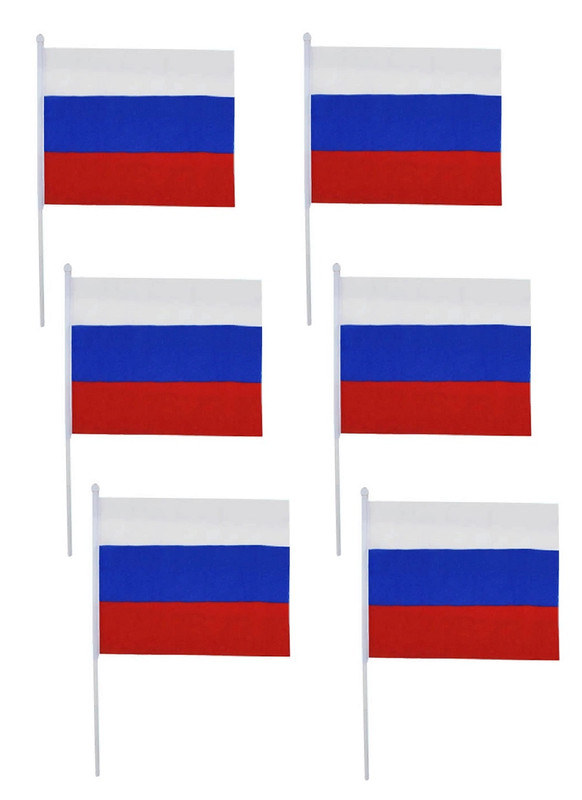 Флаг COSY Триколор без герба 30х40 см с флагштоком набор 6 шт