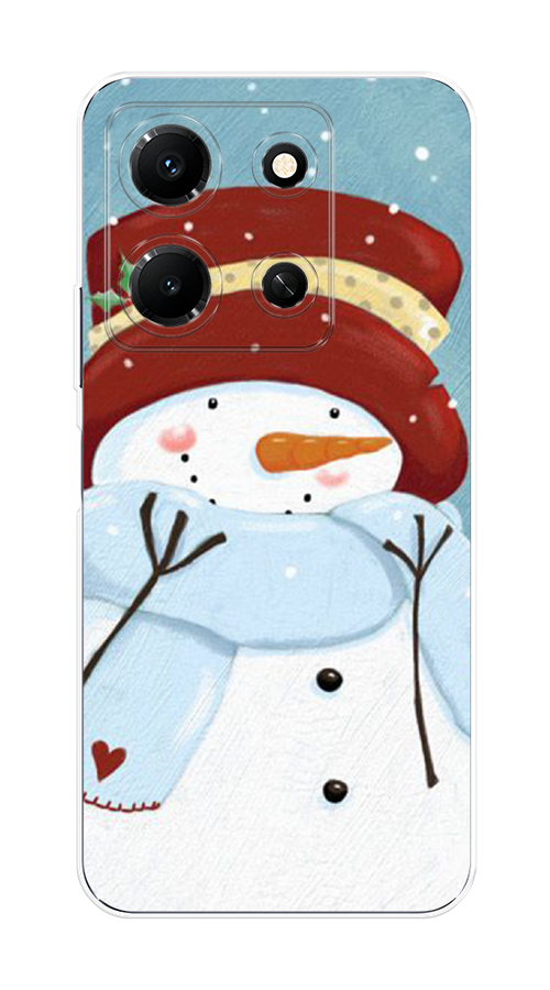 

Чехол на Infinix Note 30i "Застенчивый снеговик", Голубой;белый;красный, 3104350-5