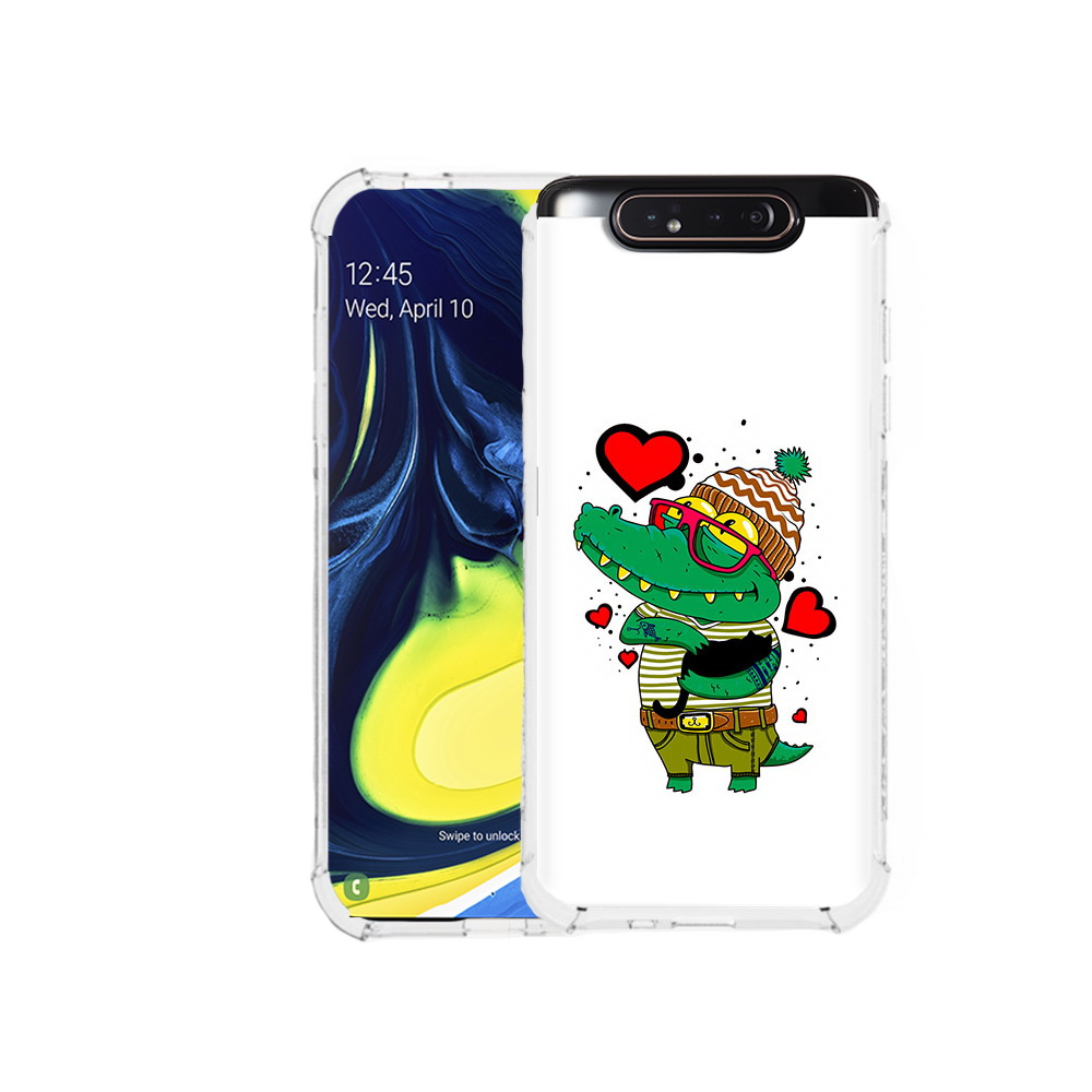 

Чехол MyPads Tocco для Samsung Galaxy A80 Влюбленный крокодил (PT128473.599.48), Прозрачный, Tocco