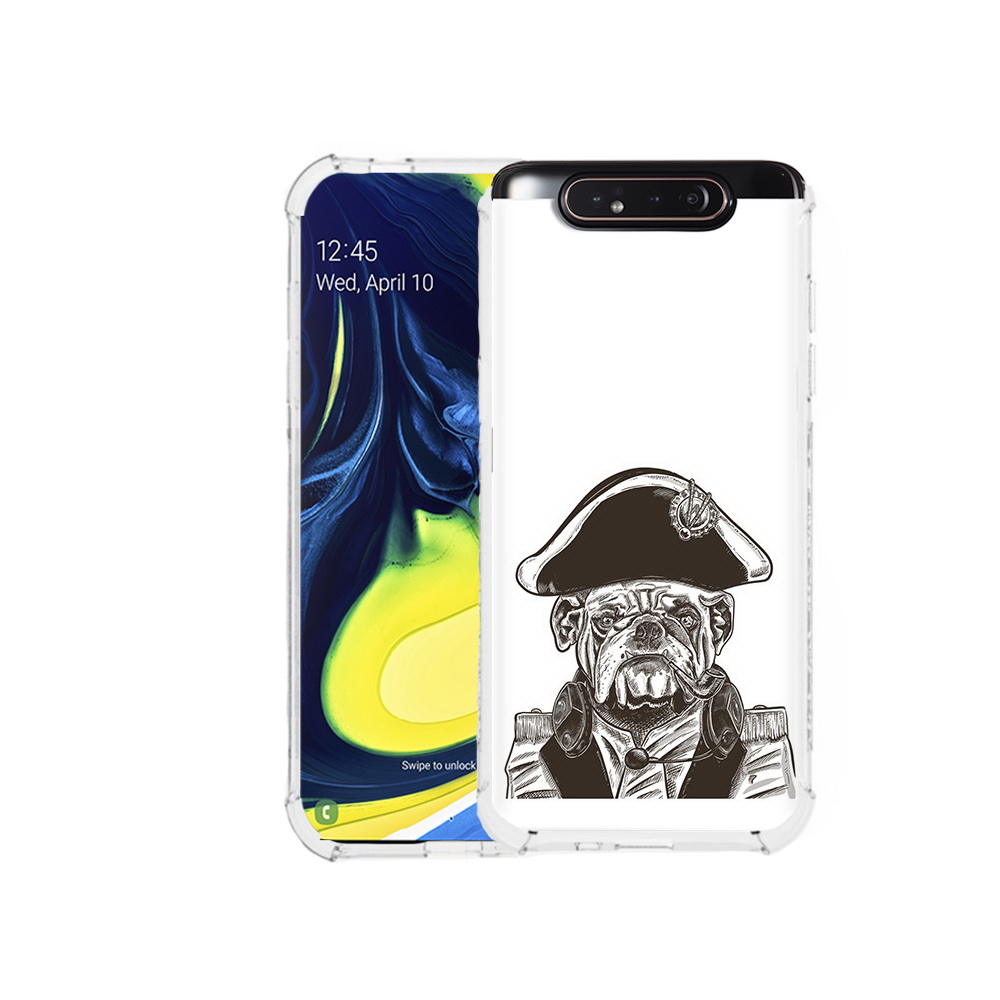

Чехол MyPads Tocco для Samsung Galaxy A80 мопс генерал (PT128473.599.483), Прозрачный, Tocco