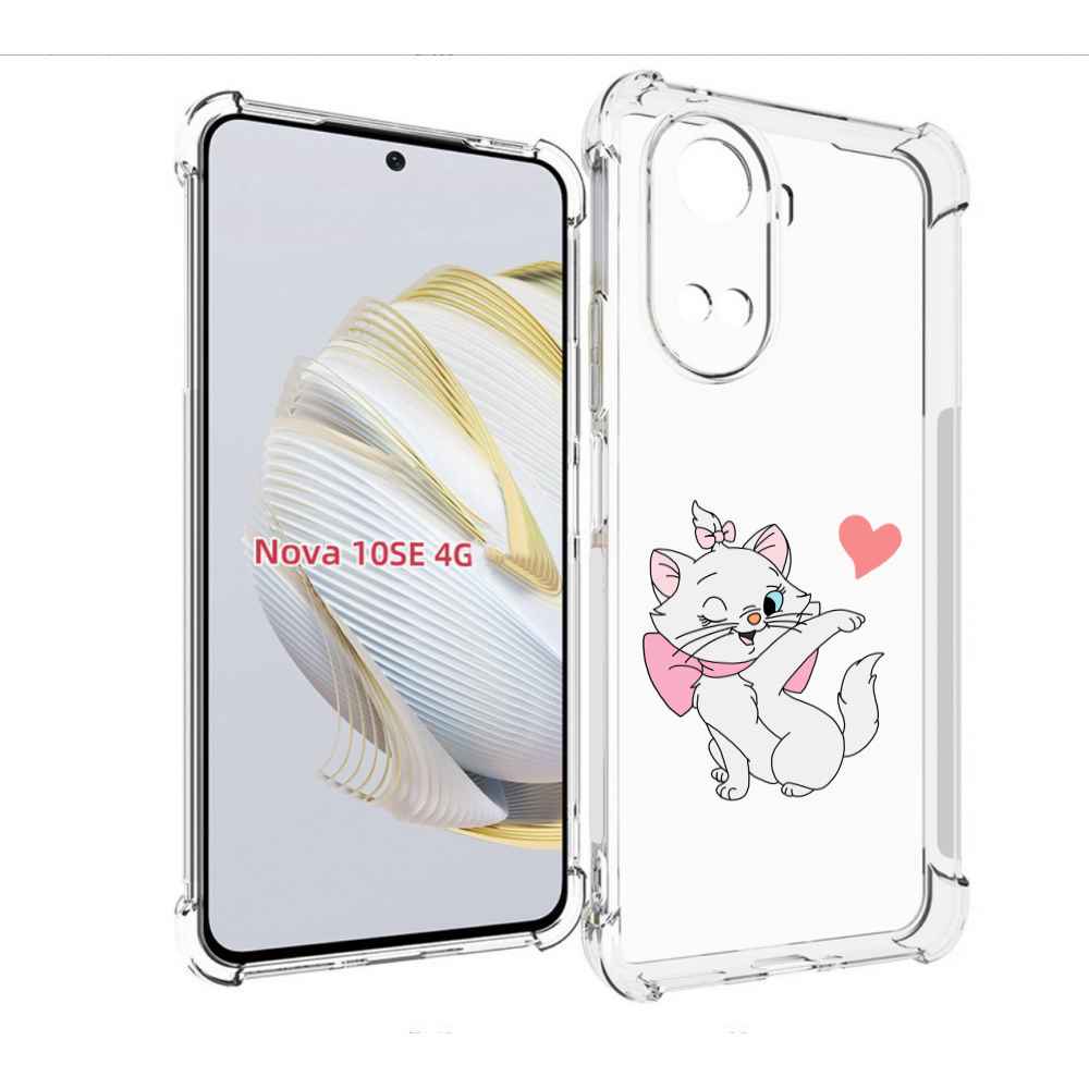 Чехол MyPads белая-кошечка-с-сердечком женский для Huawei Nova 10 SE