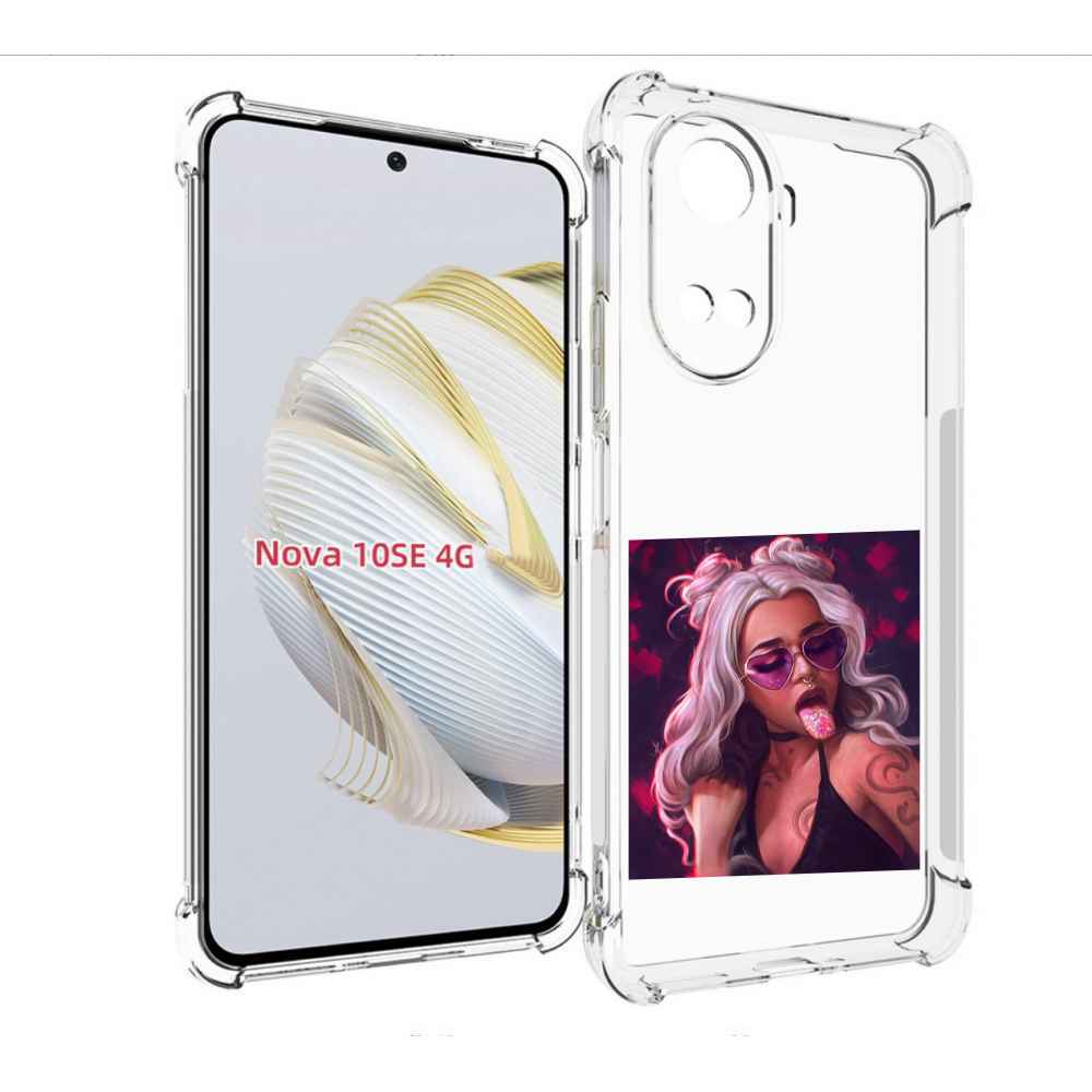 

Чехол MyPads блестящий-язык женский для Huawei Nova 10 SE, Прозрачный, Tocco