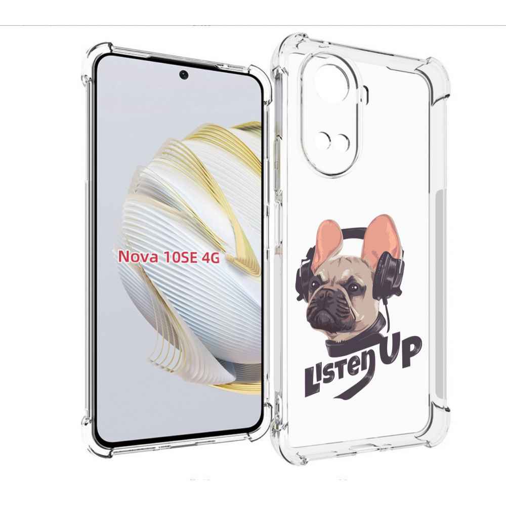

Чехол MyPads бульдог-слушает-музыку для Huawei Nova 10 SE, Прозрачный, Tocco