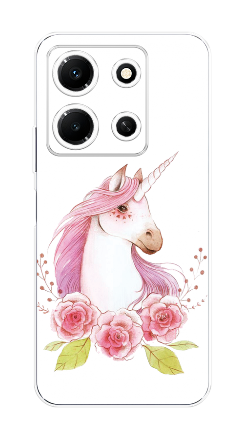 

Чехол на Infinix Note 30i "Единорог цветы", Белый;розовый;серый, 3104350-1