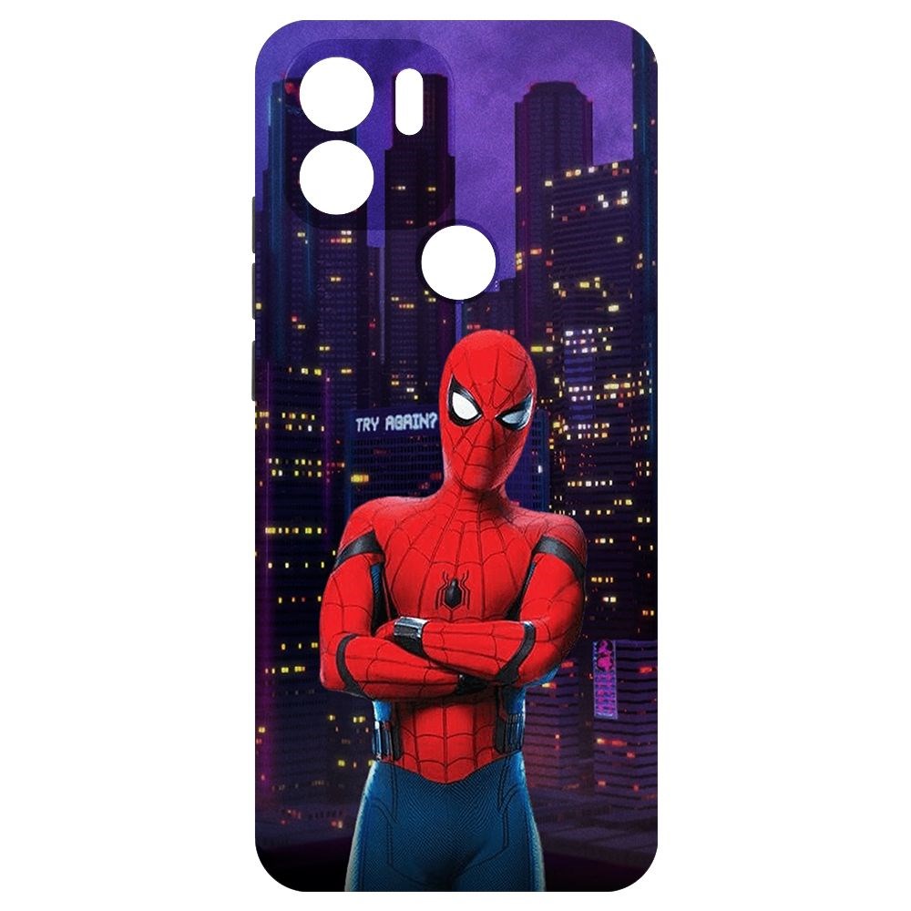 

Чехол-накладка Krutoff Soft Case Человек-Паук. На крыше для Xiaomi Poco C51 черный