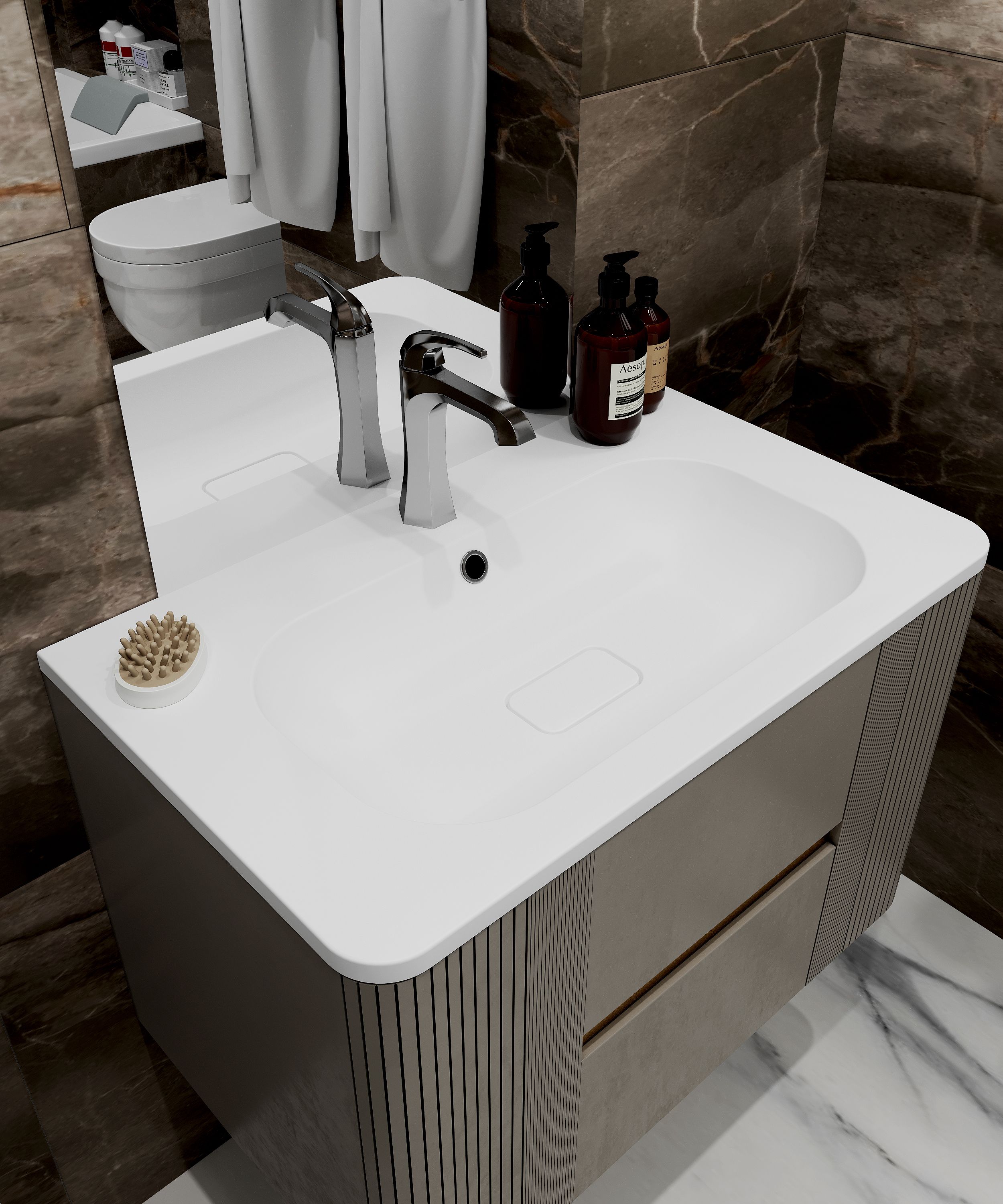 Раковина для ванной полувстраиваемая Uperwood Fate 80 см, прямоугольная, белая