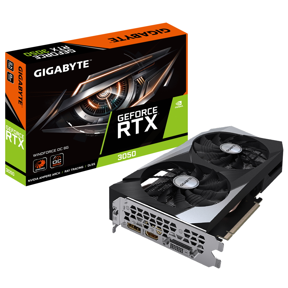 Видеокарта GIGABYTE NVIDIA GeForce RTX 3050 WINDFORCE OC (GV-N3050WF2OC-8GD)