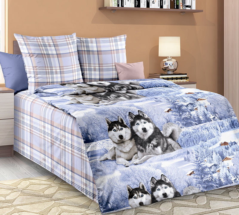 

Постельное Белье "Хаски 1 арт. 3150БН" с компаньоном 2-сп. с европростыней из бязи, Спальня 2022