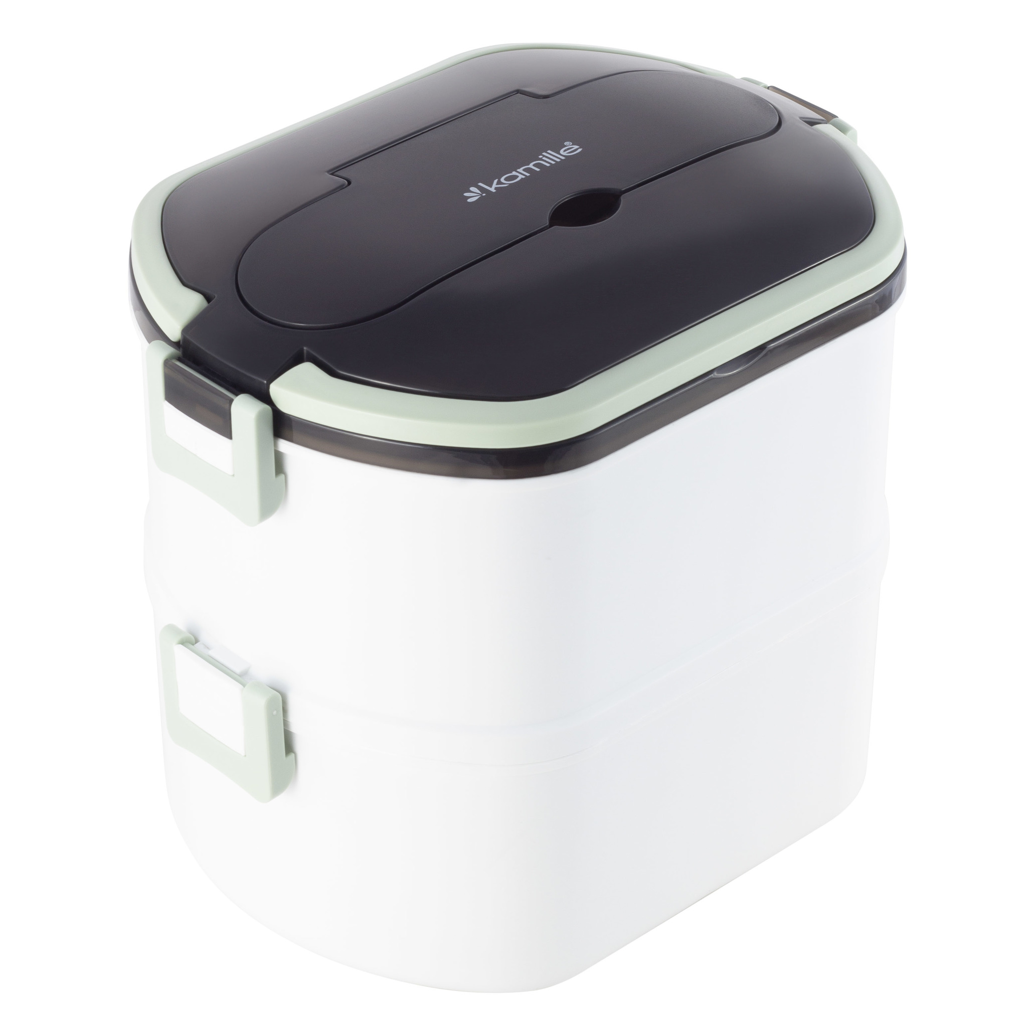 Ланч бокс Kamille KM 2139 1500 мл пластик, нержавеющая сталь, белый 2139