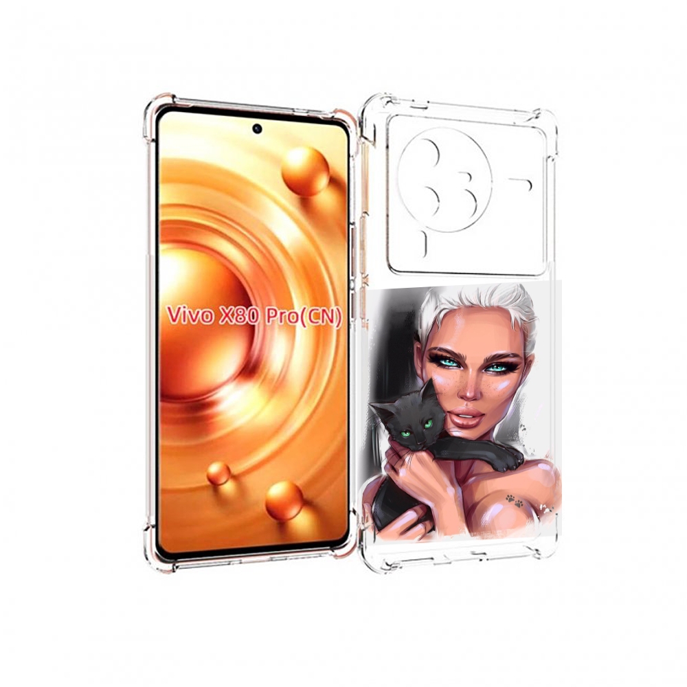 

Чехол MyPads девушка-с-черным-котиком женский для Vivo X80 Pro, Прозрачный, Tocco