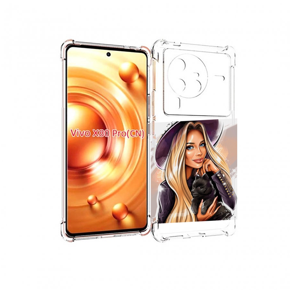 

Чехол MyPads девушка-с-черным-щенком женский для Vivo X80 Pro, Прозрачный, Tocco
