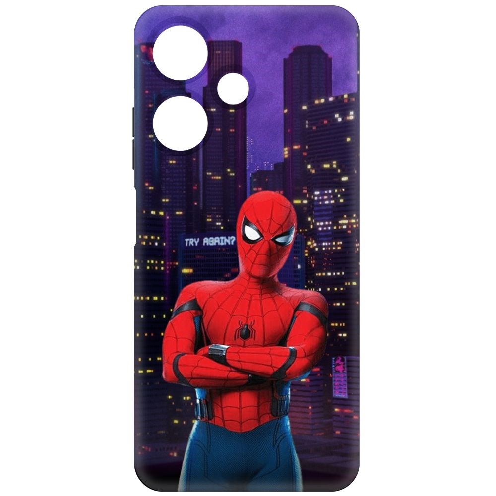 

Чехол-накладка Krutoff Soft Case Человек-Паук. На крыше для INFINIX Hot 30i черный