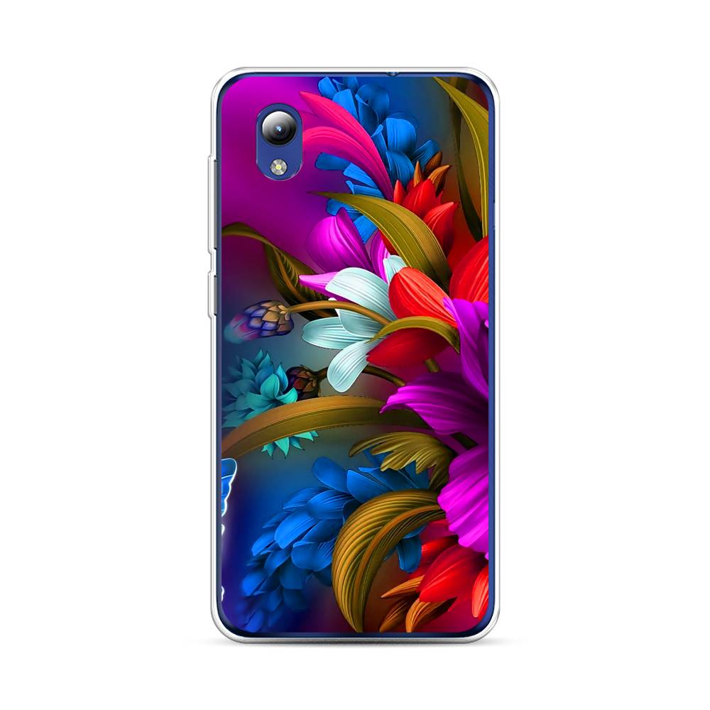 

Чехол на ZTE Blade A3 2019 "Фантастические цветы", Фиолетовый;красный;синий, 134750-2