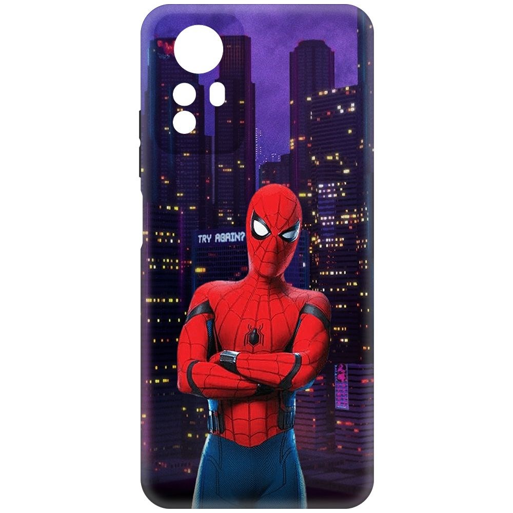 

Чехол-накладка Krutoff Soft Case Человек-Паук. На крыше для Xiaomi Redmi Note 12S черный