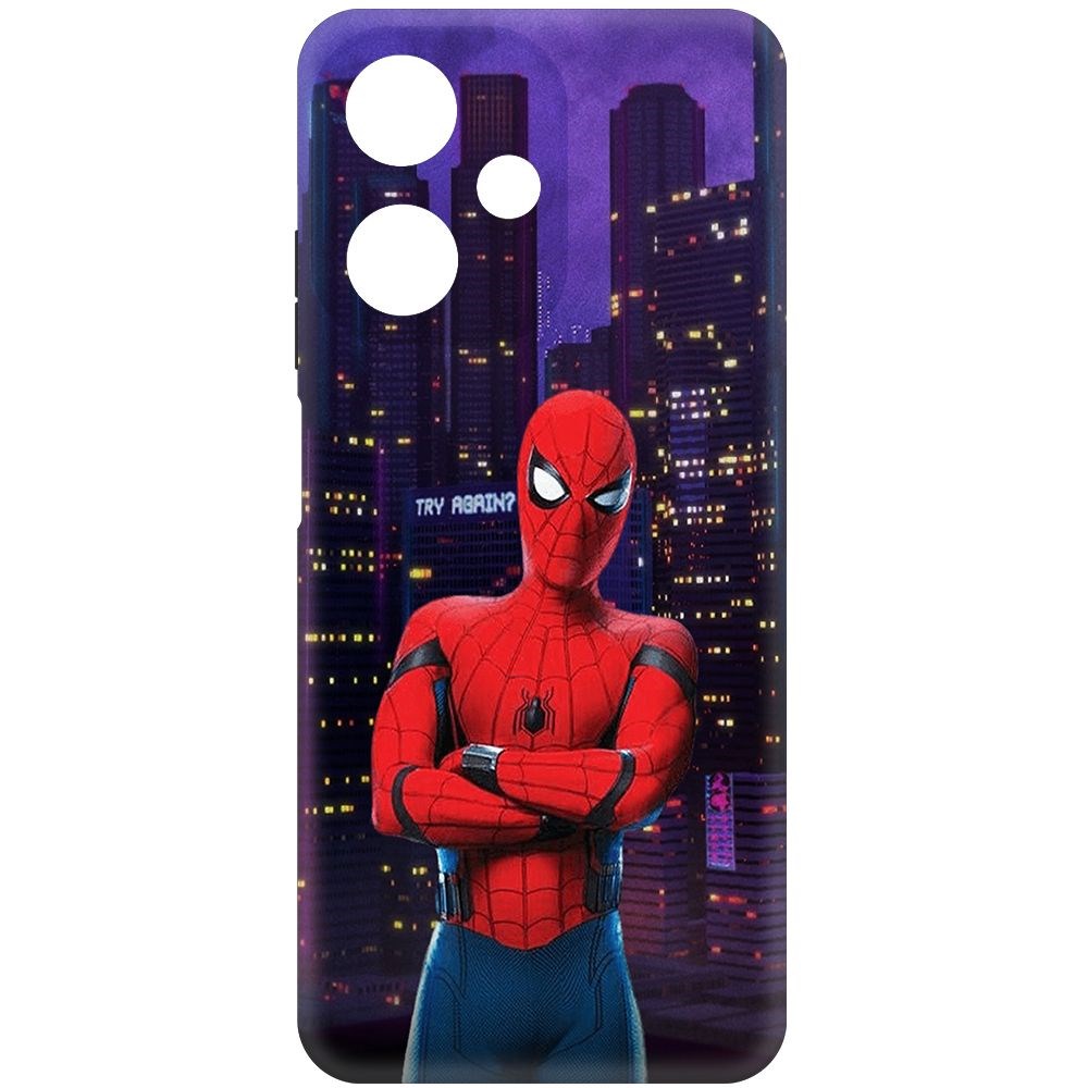 

Чехол-накладка Krutoff Soft Case Человек-Паук. На крыше для INFINIX Hot 30 Play черный