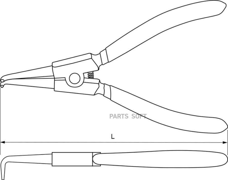Щипцы Для Стопорных Колец «загнутый Разжим» 180 Мм THORVIK ERBP180