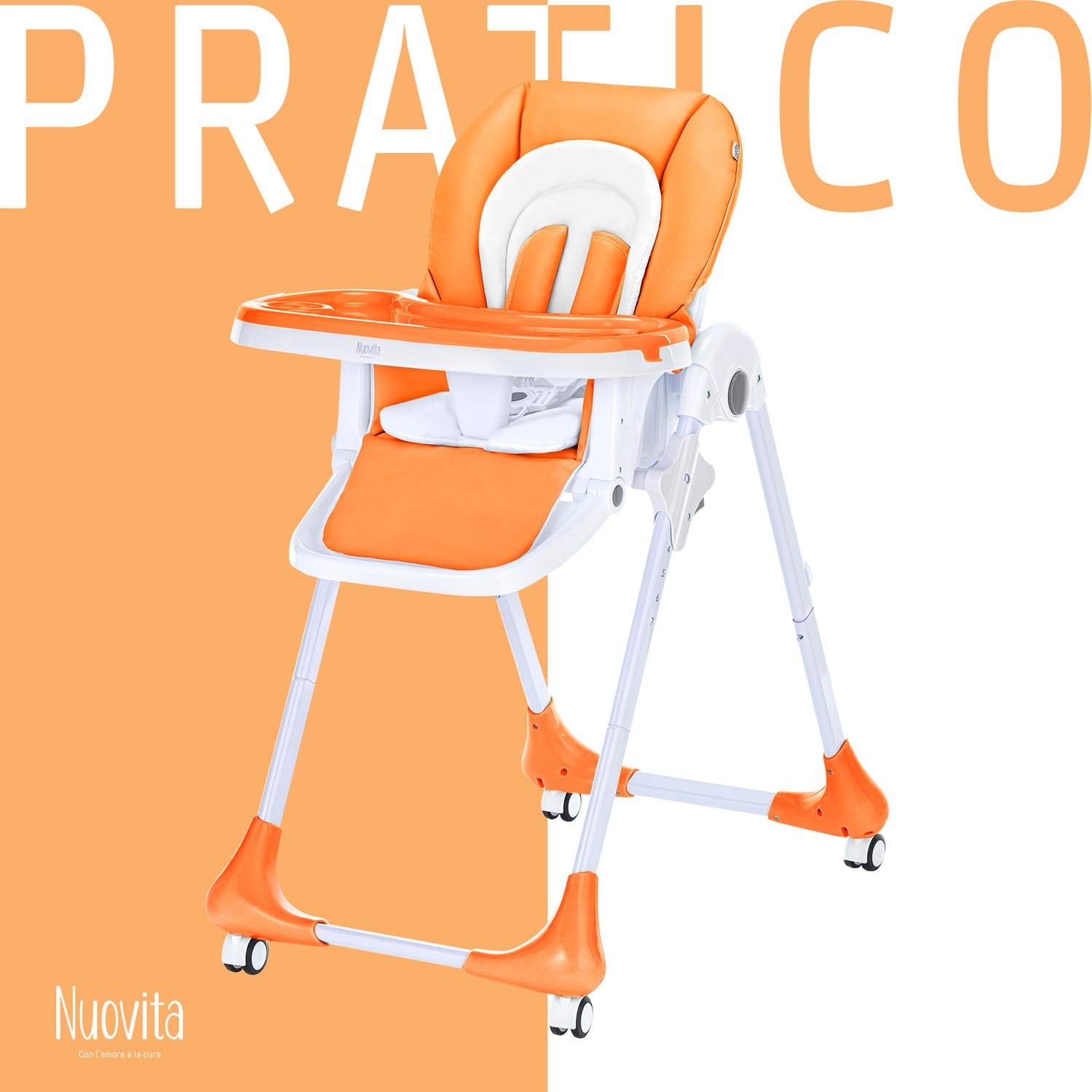 Стульчик для кормления Nuovita Pratico (Arancione, Bianco/Оранжевый, Белый) стульчик для кормления nuovita futuro senso nero arancione оранжевый