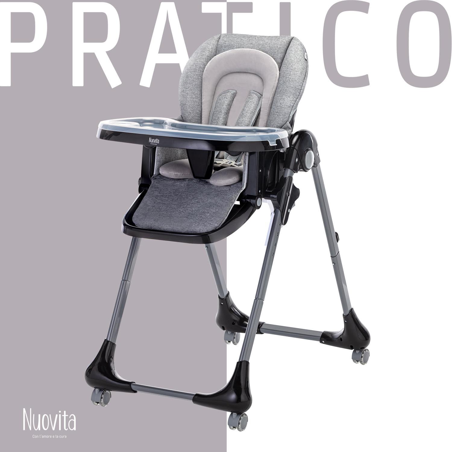 Стульчик для кормления Nuovita Pratico  (Grigio, Grigio/Серый, Серый) стульчик для кормления nuovita pratico