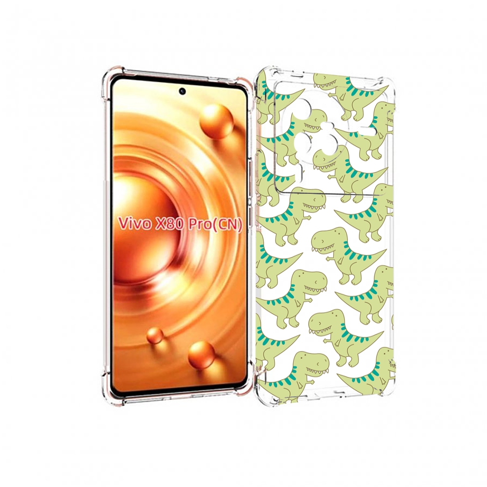 

Чехол MyPads зеленые-динозаврики для Vivo X80 PRO, Прозрачный, Tocco