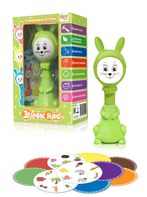 Купить Интерактивная развивающая игрушка для малышей BertToys Зайчик Няня FD125/Зеленый,