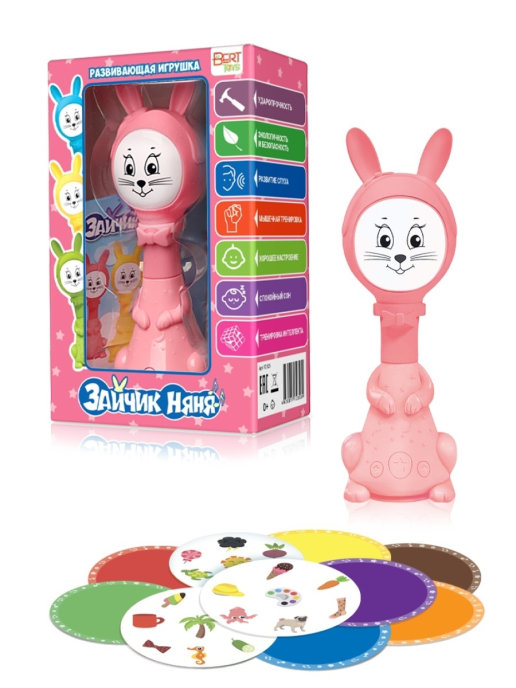 Купить Интерактивная развивающая игрушка для малышей BertToys Зайчик Няня FD125/Розовый,