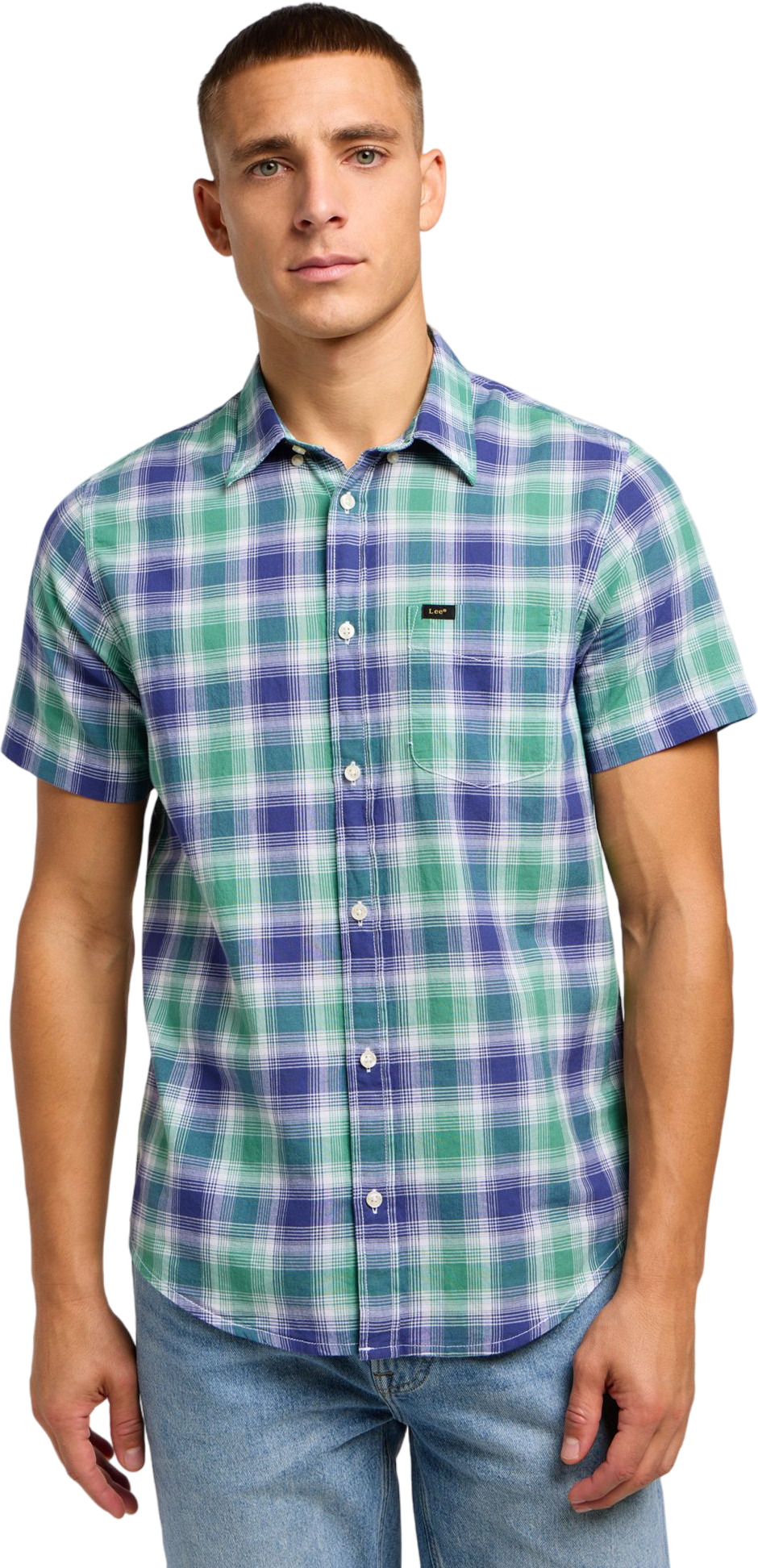 

Рубашка мужская Lee LEE BUTTON DOWN SS голубая 3XL, Голубой, LEE BUTTON DOWN SS