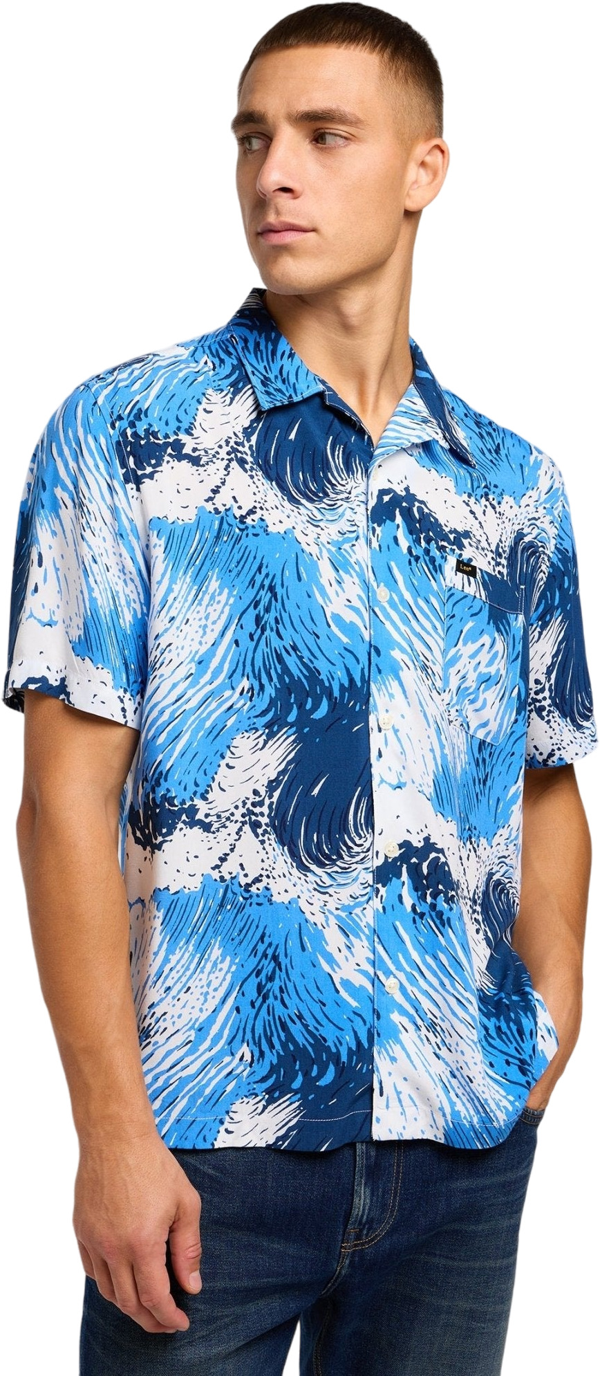 

Рубашка мужская Lee RESORT SHIRT голубая M, Голубой, RESORT SHIRT