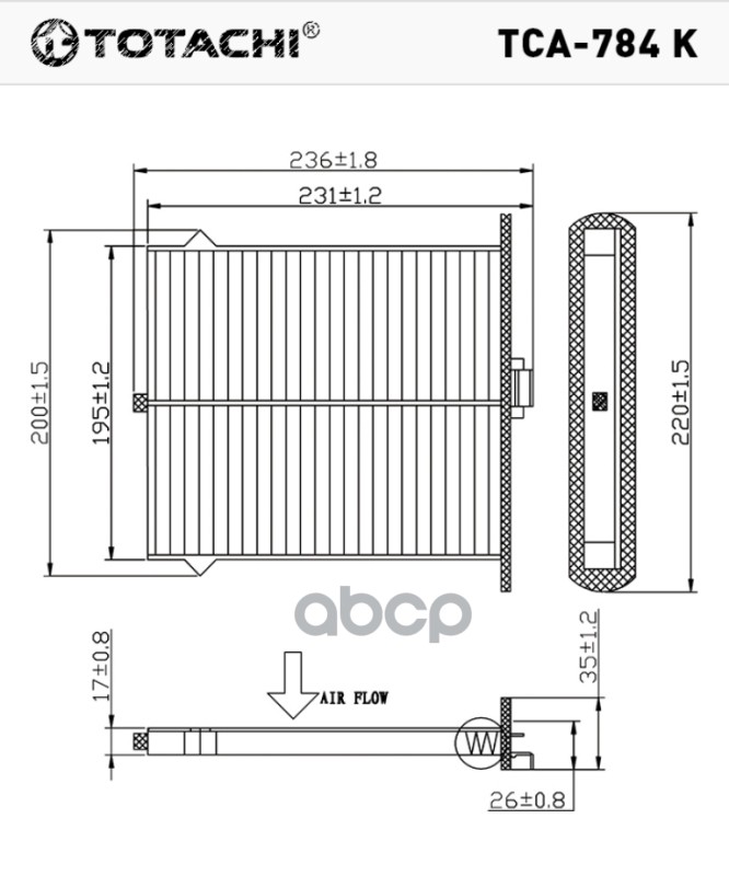 TOTACHI TCA-784K TOTACHI Фильтр TCA-784K AC-407EEX KD45-61-J6X CUK 24 009 1шт 1140₽