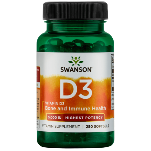 Купить Swanson, Highest Potency Vitamin D3 5000, 250 капсул
