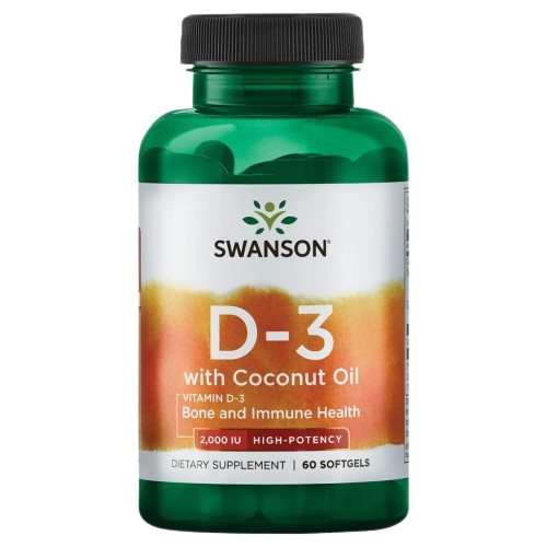 Купить Swanson, Ultra Vitamin D3 2000 with Coconut Oil, 60 капсул