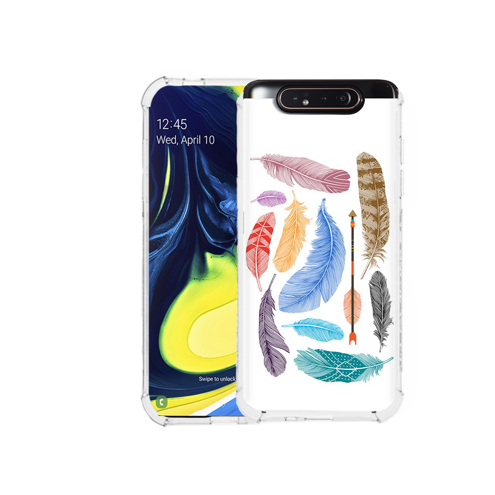 

Чехол MyPads Tocco для Samsung Galaxy A80 разноцветные перья (PT128473.599.572), Прозрачный, Tocco