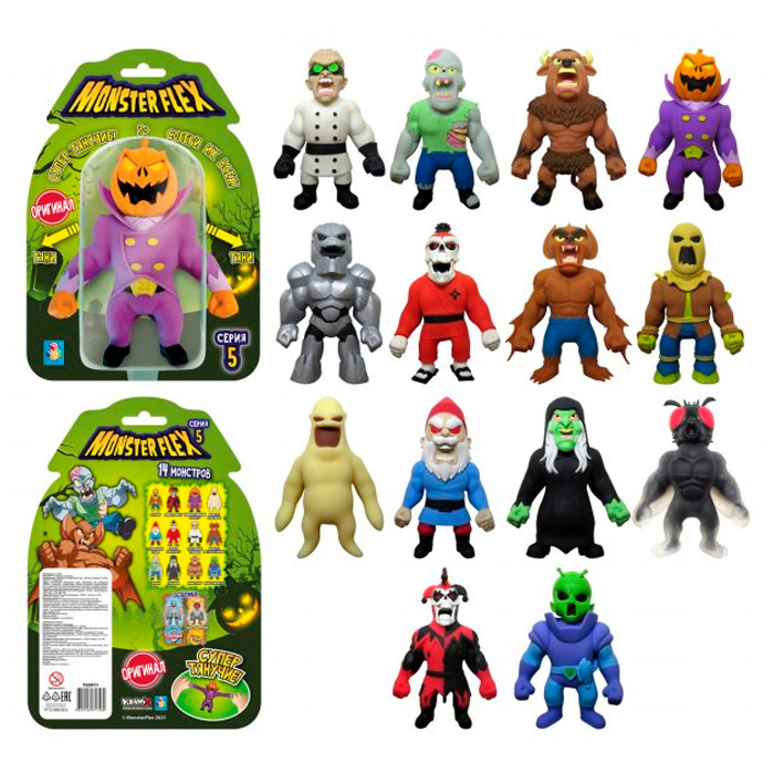 Игрушка MONSTER FLEX 5 тянущиеся фигурки 15см 1Toy Т225