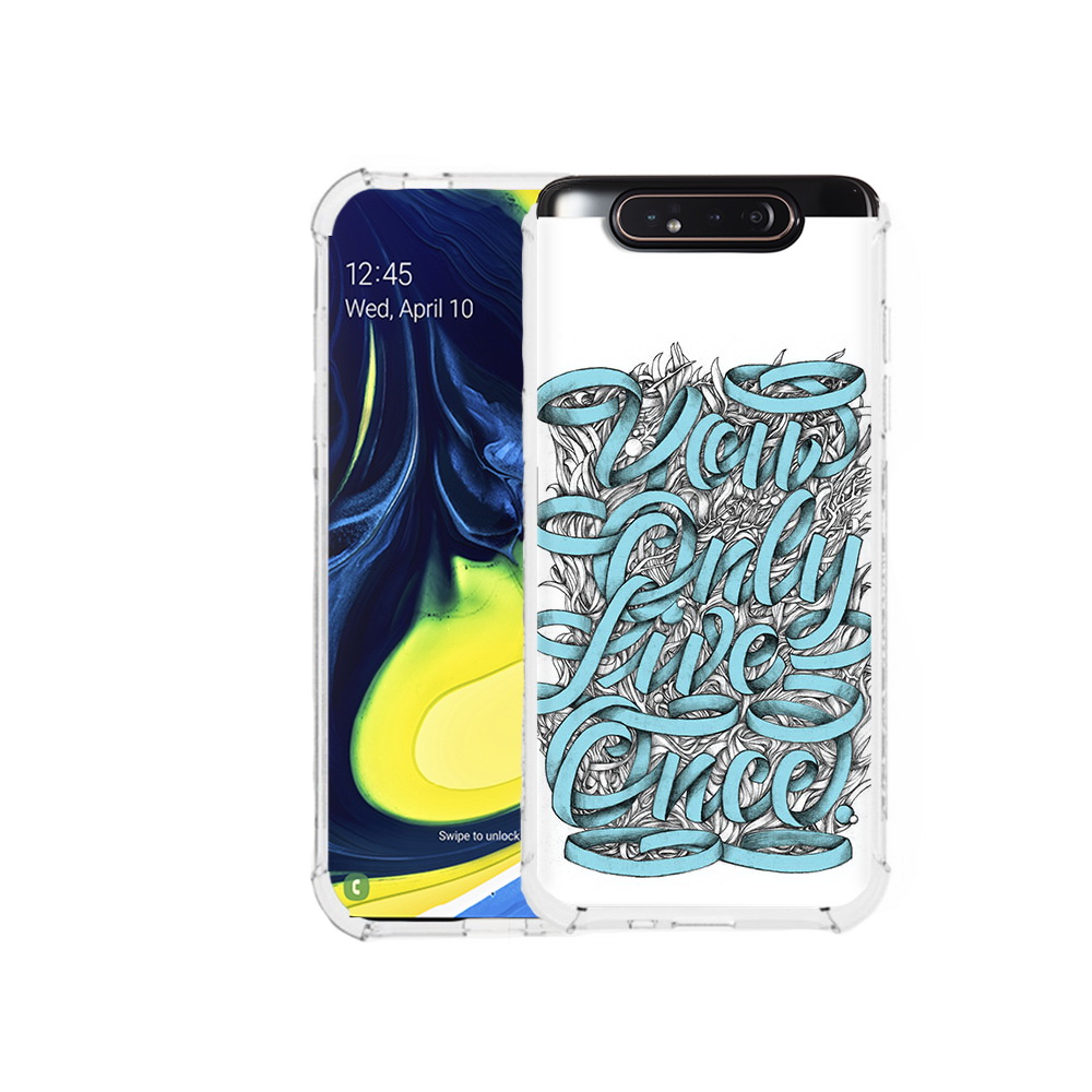 

Чехол MyPads Tocco для Samsung Galaxy A80 слова из ленты абстракция (PT128473.599.607), Прозрачный, Tocco