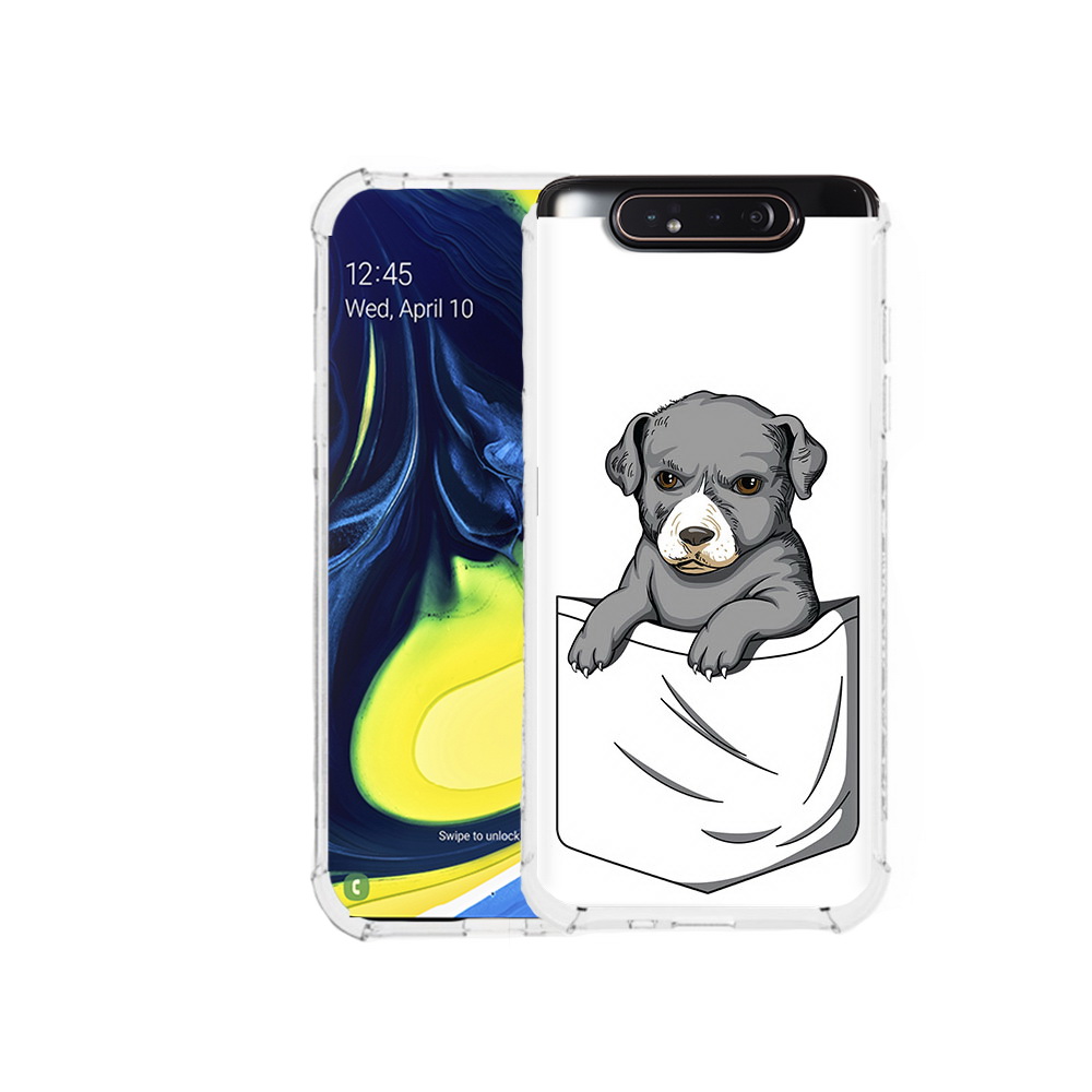 

Чехол MyPads Tocco для Samsung Galaxy A80 собачка в кармане (PT128473.599.611), Прозрачный, Tocco