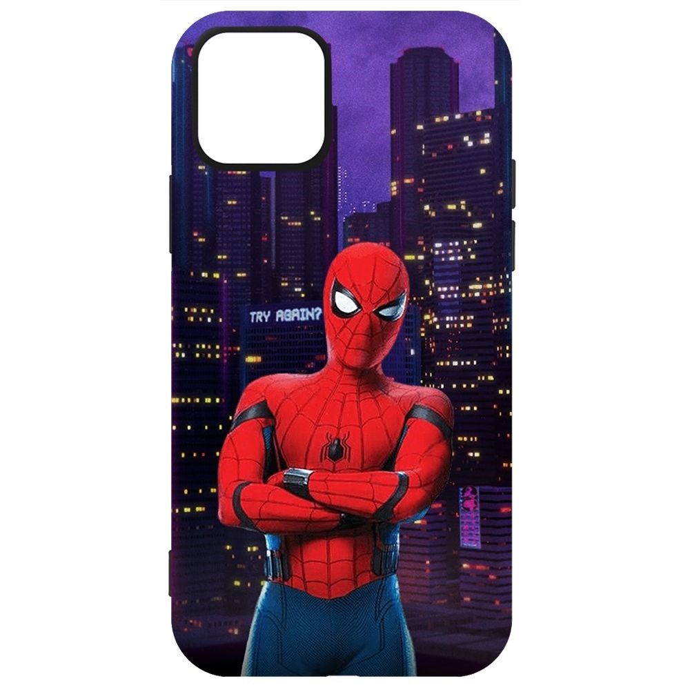 

Чехол-накладка Krutoff Soft Case Человек-Паук. На крыше для iPhone 12 Pro Max черный