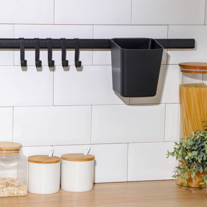 фото Рейлинговая система для кухни, 7 предметов, 60,5 см, цвет чёрный nobrand
