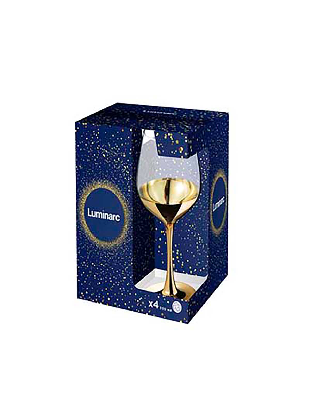 

Бокалы на ножке Luminarc Электрическое золото, стеклянные, 350 мл, 4 шт, Прозрачный;золотистый