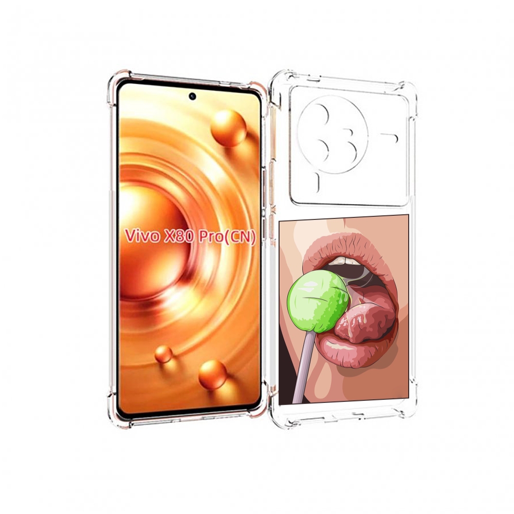 

Чехол MyPads зеленый-чупа-чупс женский для Vivo X80 PRO, Прозрачный, Tocco