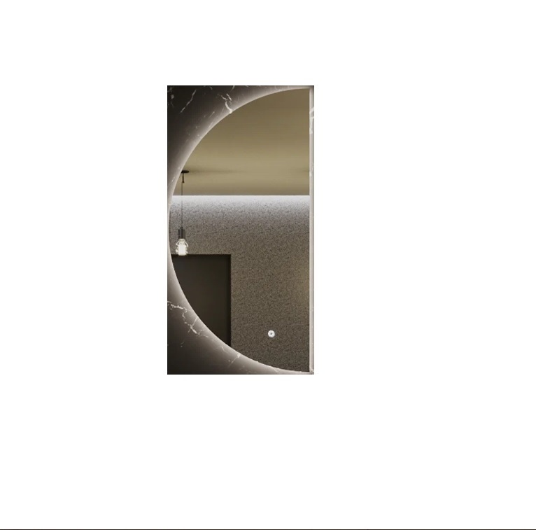

Зеркало круглое парящее Moon 80*40 1/2 половина для ванны с нейтральной LED-подсветкой о, Белый, Moon 1/2 половина с нейтральной LED-подсветкой обрез справа
