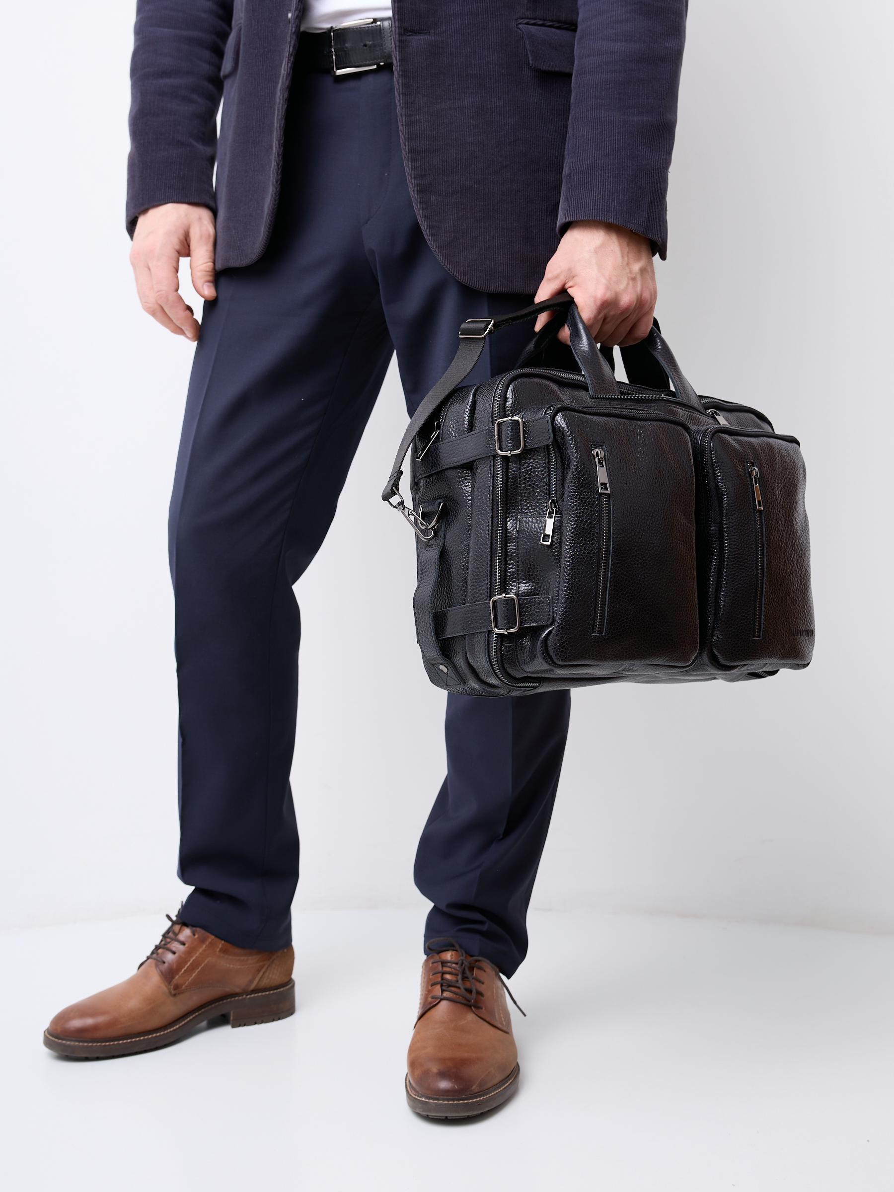 Сумка-рюкзак мужской Franchesco Mariscotti 2-782к black/вороново крыло, 39х26х18 см