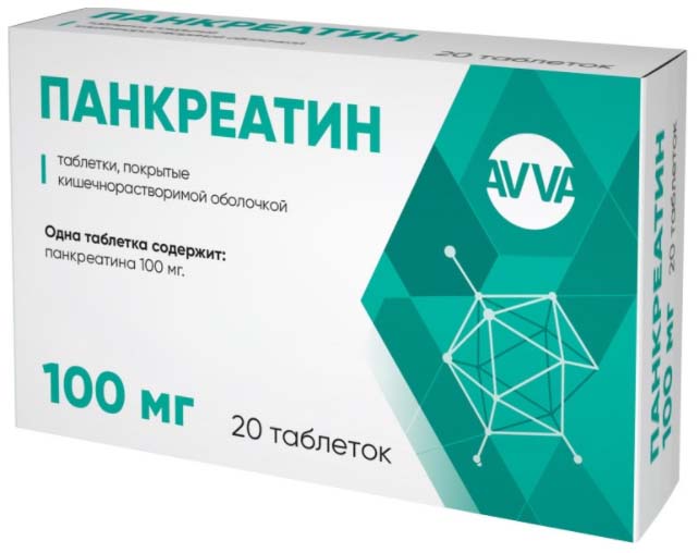 Купить Панкреатин таблетки 20 шт., АВВА РУС, Россия