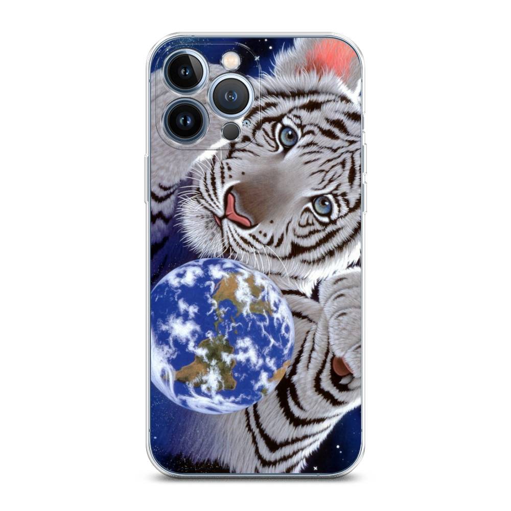 

Чехол на Apple iPhone 13 Pro Max "Тигренок и Земля", Синий;белый;черный, 14450-1