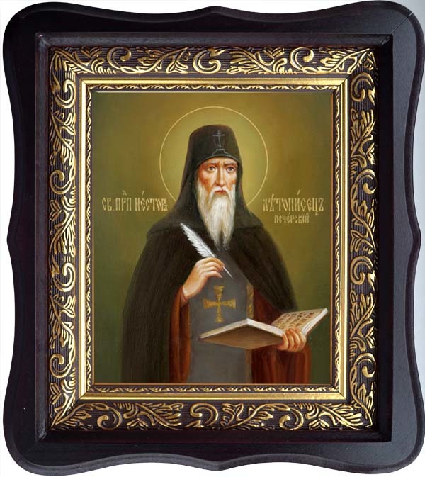 

Нестор Летописец Печерский Преподобный. Икона на холсте.