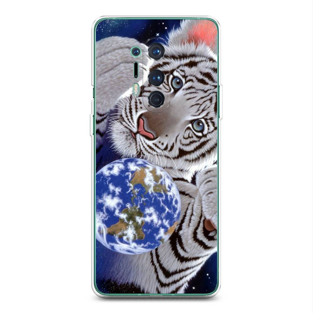 

Чехол на OnePlus 8 Pro Тигренок и Земля, Синий;белый;черный, 151050-1