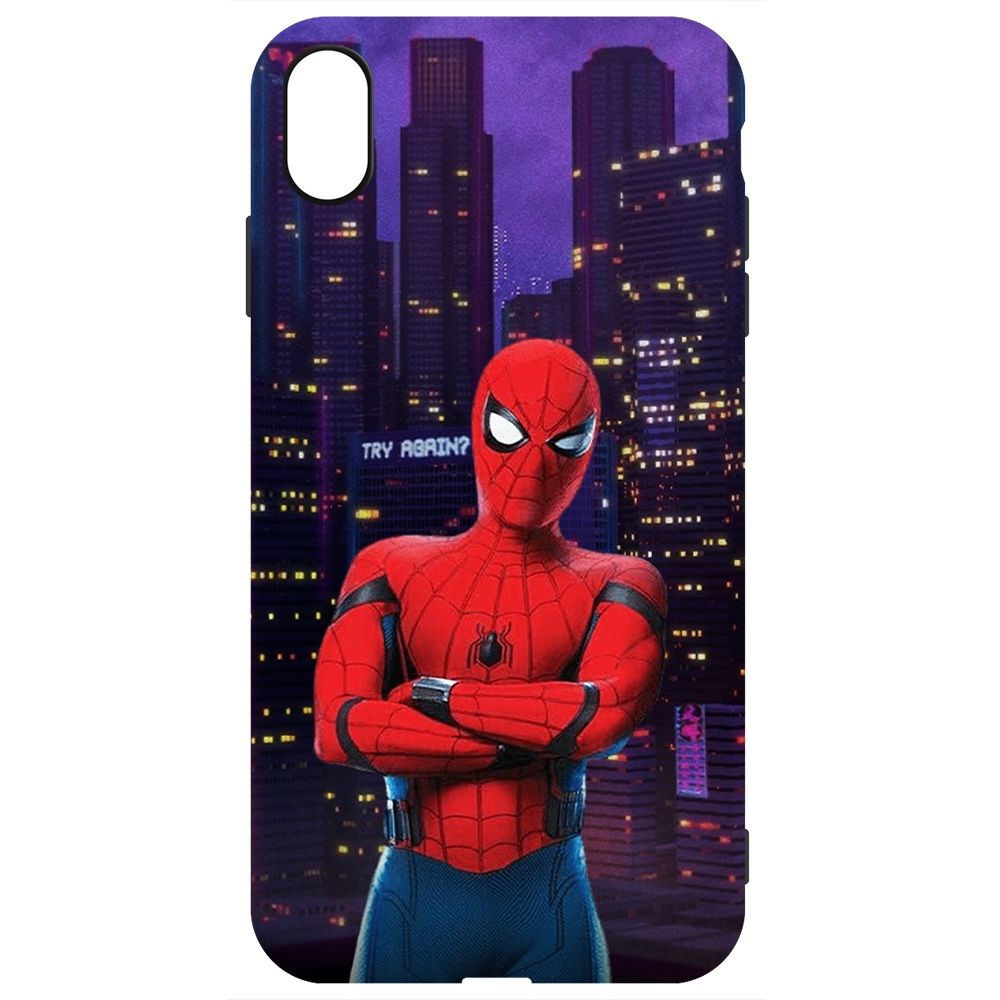 

Чехол-накладка Krutoff Soft Case Человек-Паук. На крыше для iPhone XS Max черный